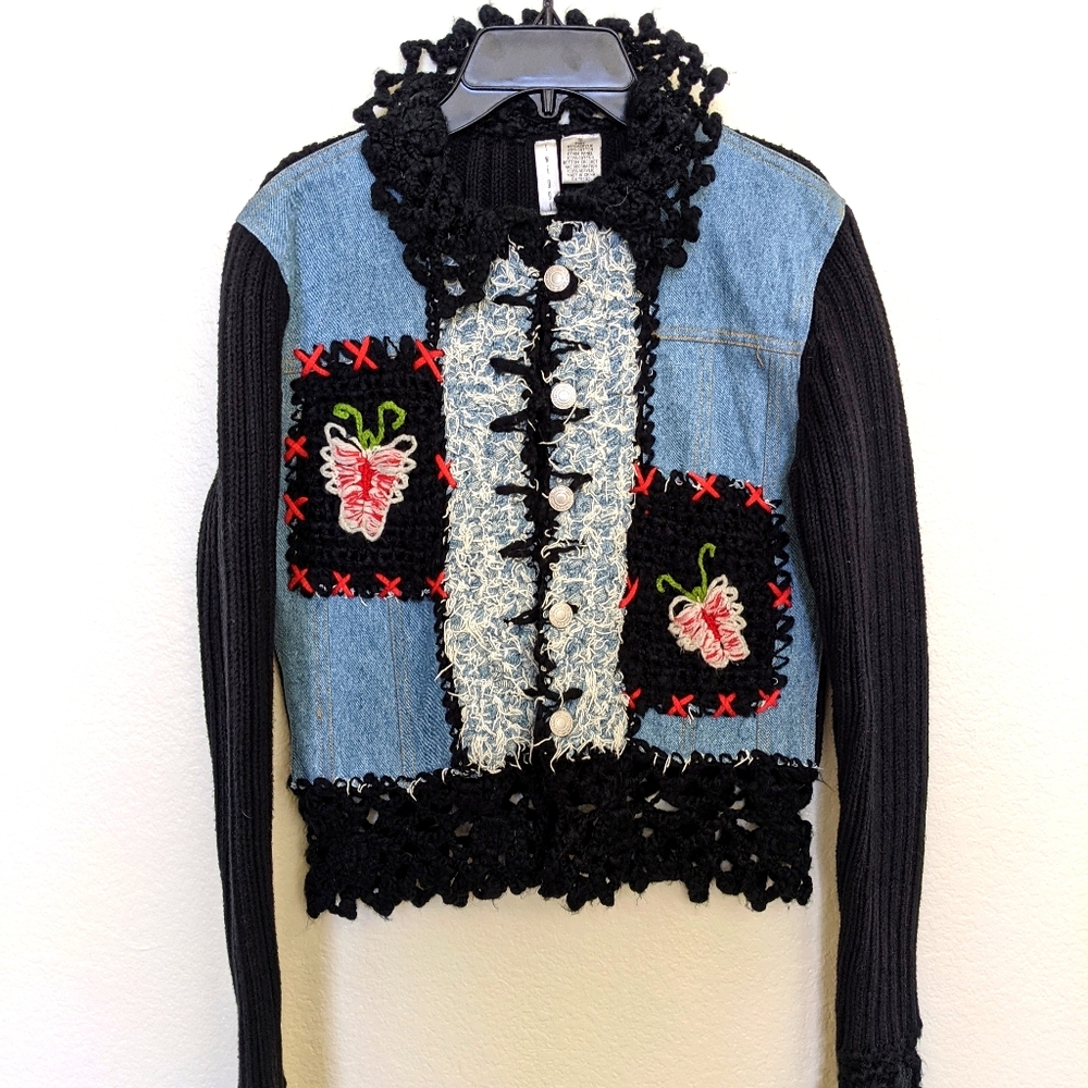 Vintage 'Ugly" Crocheted Christmas Sweater, S